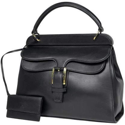 Gucci Logo Handbag Leather Black