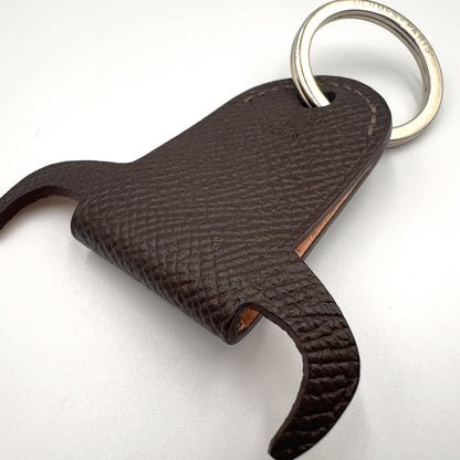 Hermes Petit Ash Porte Cles Toro Bull Key Ring Leather Metal Silver Pink Beige — view 7