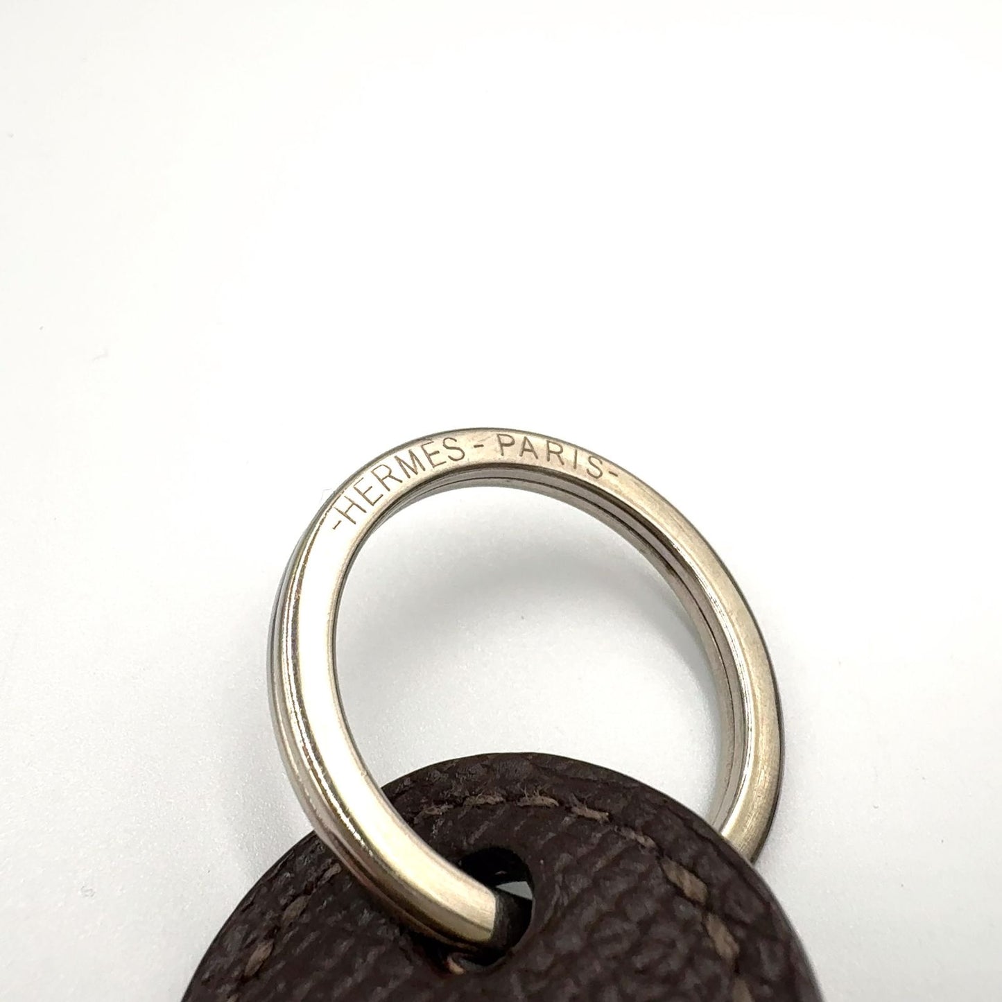 Hermes Petit Ash Porte Cles Toro Bull Key Ring Leather Metal Silver Pink Beige — view 4
