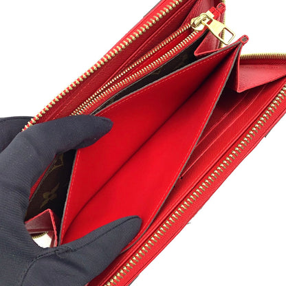 Louis Vuitton Zippy Wallet Retiro Monogram Cerise Leather Brown Red Round Gold — view 6