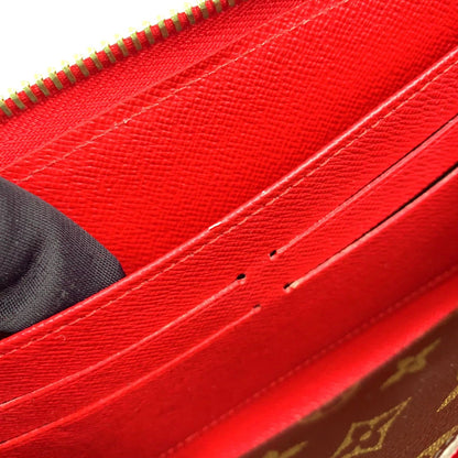Louis Vuitton Zippy Wallet Retiro Monogram Cerise Leather Brown Red Round Gold — view 8