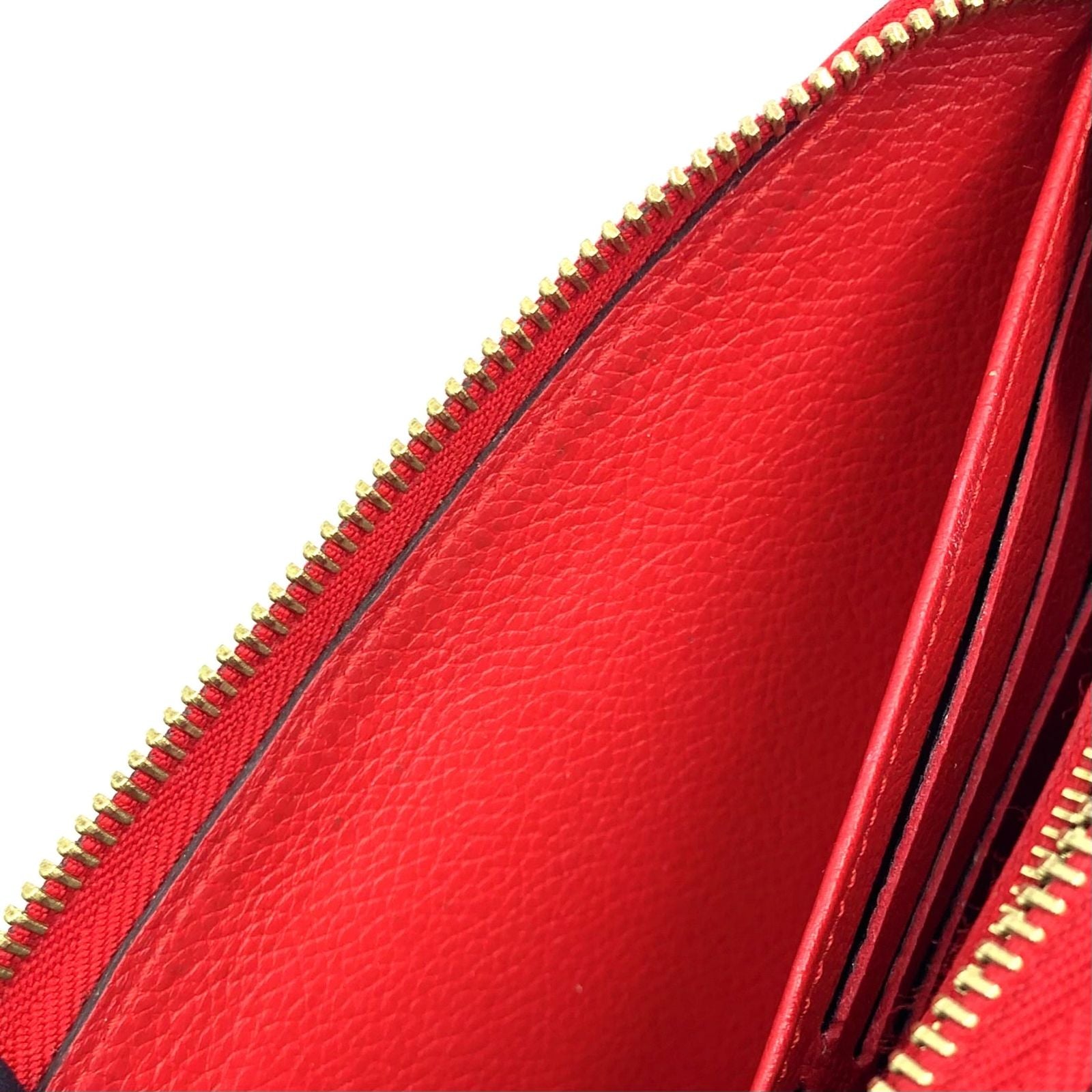 Louis Vuitton Zippy Wallet Monogram Empreinte Orian Leather Red Round Gold — view 9