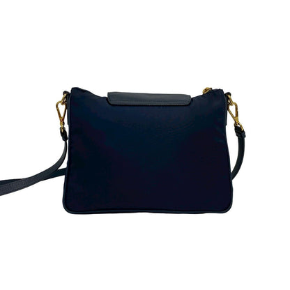 Prada Triangle Logo Nylon Saffiano Leather Mini Shoulder Bag Pochette Crossbody — view 3