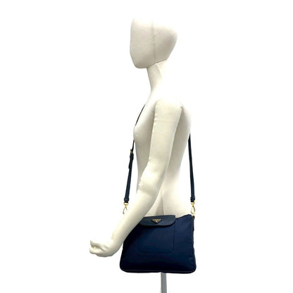 Prada Triangle Logo Nylon Saffiano Leather Mini Shoulder Bag Pochette Crossbody — view 2