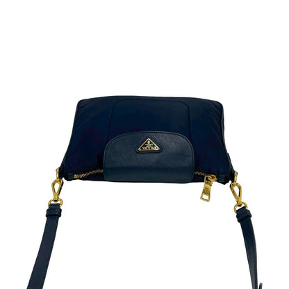 Prada Triangle Logo Nylon Saffiano Leather Mini Shoulder Bag Pochette Crossbody — view 4