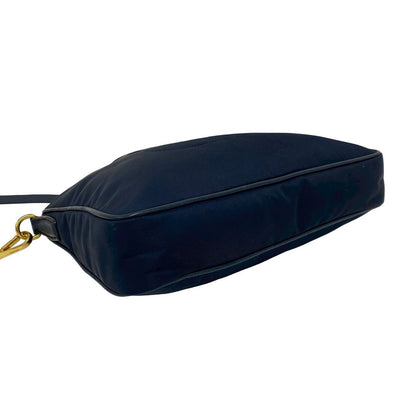Prada Triangle Logo Nylon Saffiano Leather Mini Shoulder Bag Pochette Crossbody — view 7