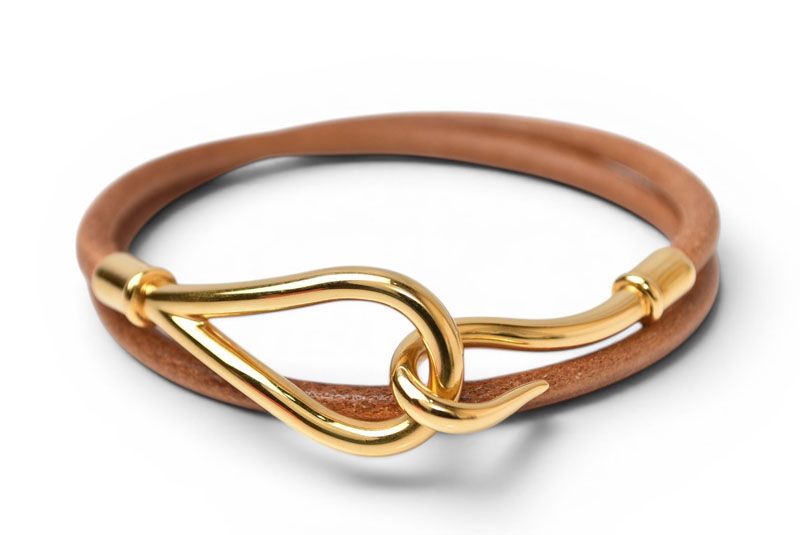 Hermes Bangle Bracelet Jumbo Choker Brown Gold