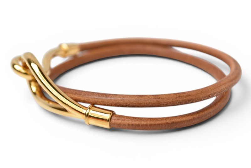 Hermes Bangle Bracelet Jumbo Choker Brown Gold — view 6