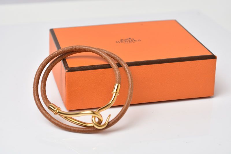 Hermes Bangle Bracelet Jumbo Choker Brown Gold — view 7