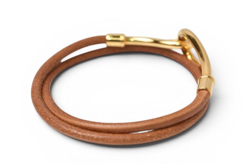 Hermes Bangle Bracelet Jumbo Choker Brown Gold — view 2