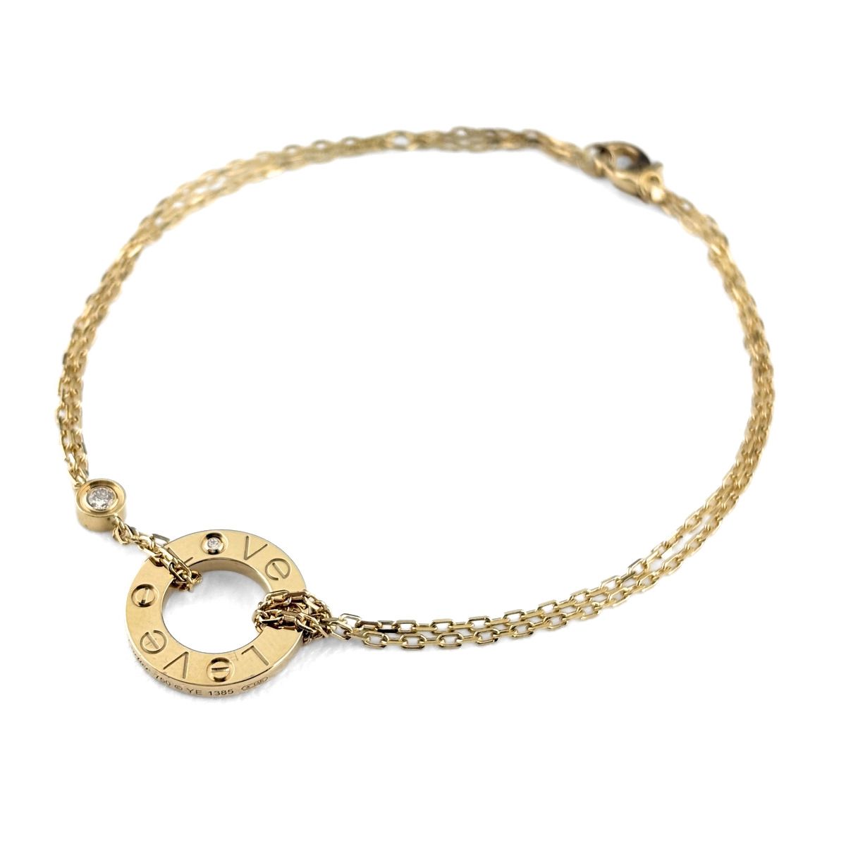 Cartier Love Circle Bracelet YG Yellow Gold Pave Diamond