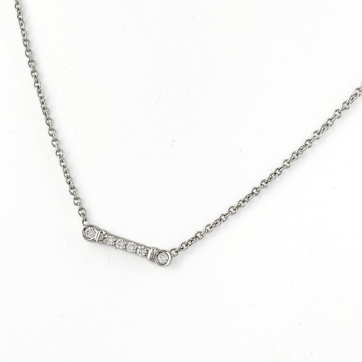 Tiffany & Co Fleur de Lis Stem Necklace Pendant Melee Diamond