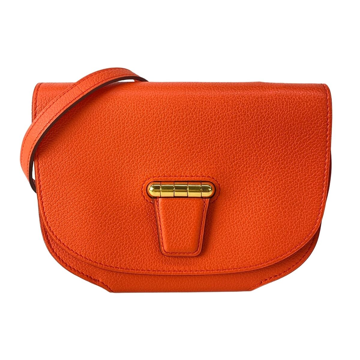 Hermes Wallet Mini Convoyeur Orange Poppy Gold Strap Removable
