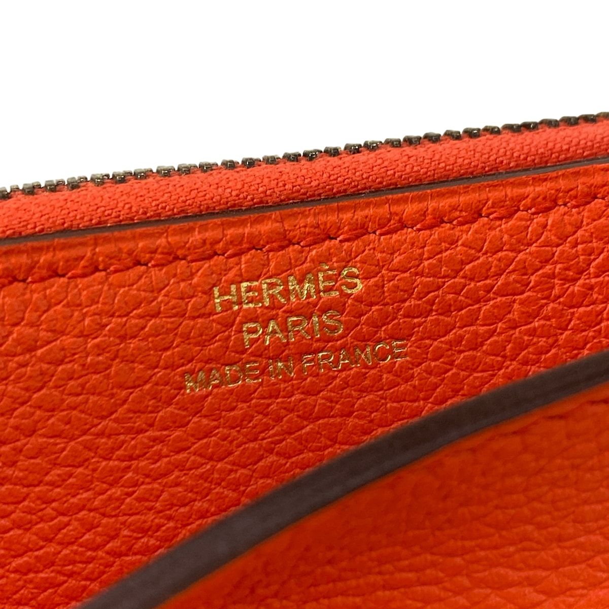 Hermes Wallet Mini Convoyeur Orange Poppy Gold Strap Removable — view 6