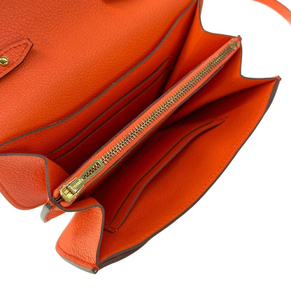 Hermes Wallet Mini Convoyeur Orange Poppy Gold Strap Removable — view 4