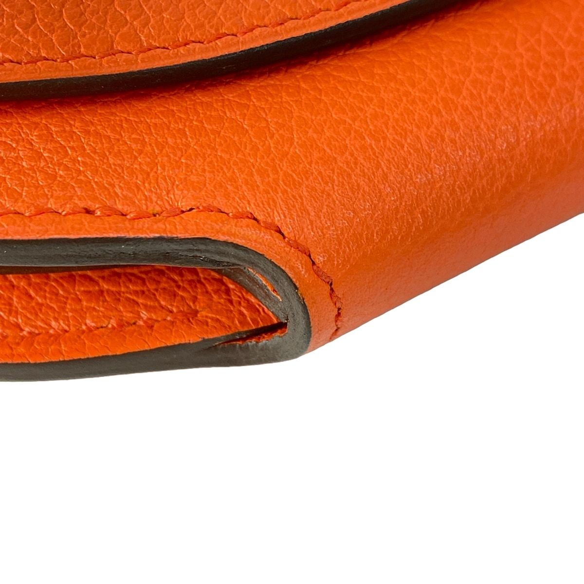 Hermes Wallet Mini Convoyeur Orange Poppy Gold Strap Removable — view 7