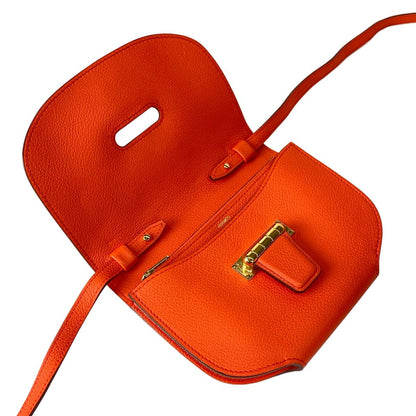 Hermes Wallet Mini Convoyeur Orange Poppy Gold Strap Removable — view 2