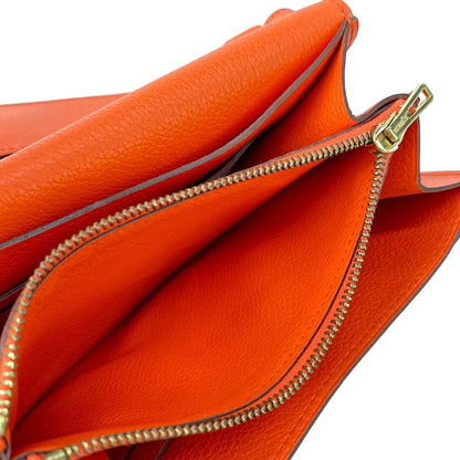 Hermes Wallet Mini Convoyeur Orange Poppy Gold Strap Removable — view 5