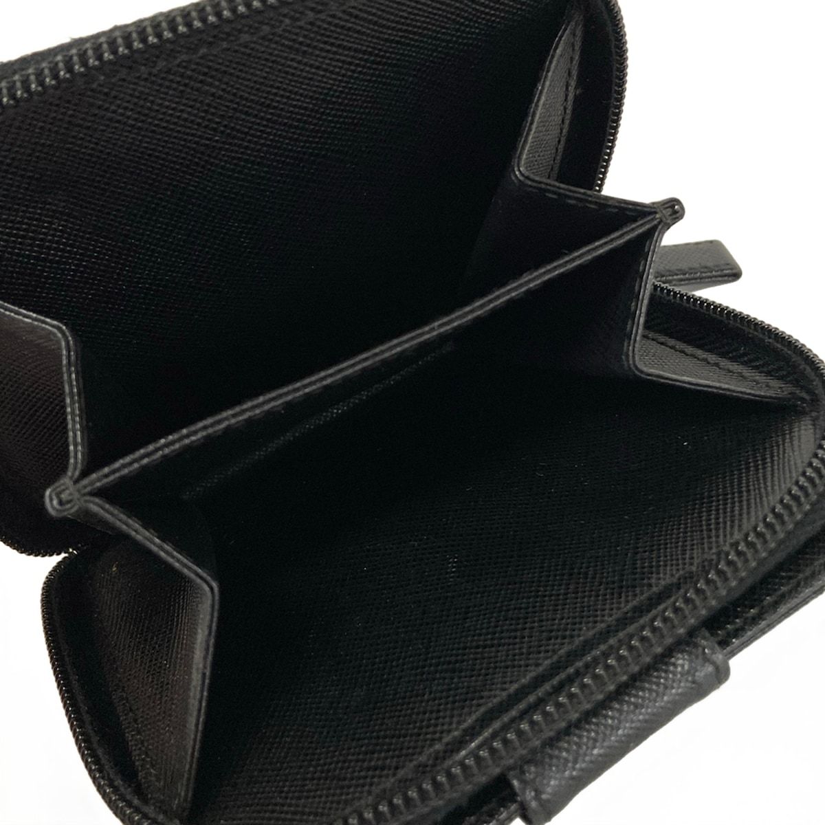 Prada Bifold Wallet Black Zip Around Leather — view 4