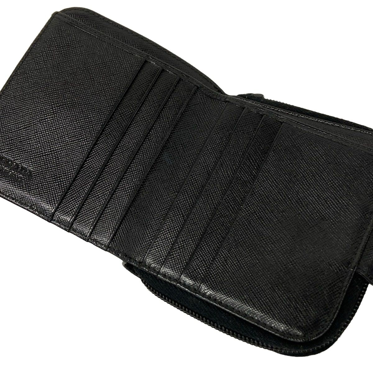 Prada Bifold Wallet Black Zip Around Leather — view 3
