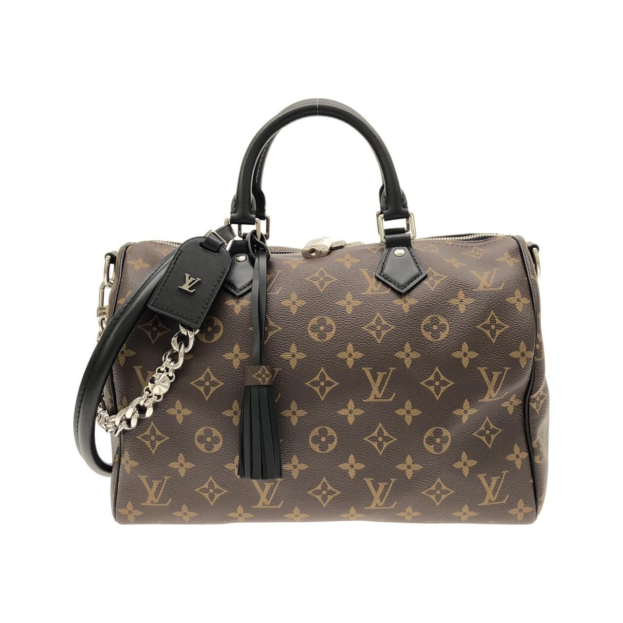 Louis Vuitton Monogram Black Speedy Bandouliere Soft 30 cm Boston Bag