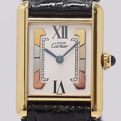 Cartier Must Tank Vermeil SM Trinity Dial Quartz White Watch Mtm