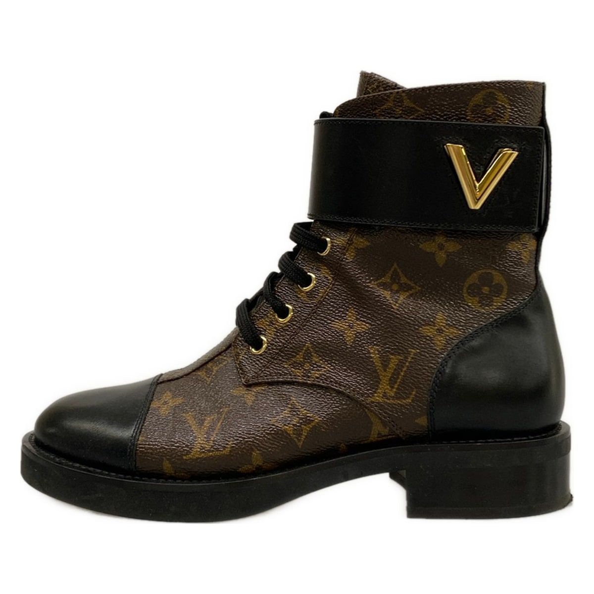 Louis Vuitton Short Boots 38.5 M Wonderland Line Ankle Dark Brown Black LV