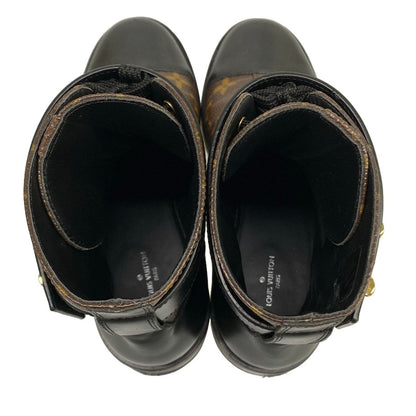 Louis Vuitton Short Boots 38.5 M Wonderland Line Ankle Dark Brown Black LV — view 7