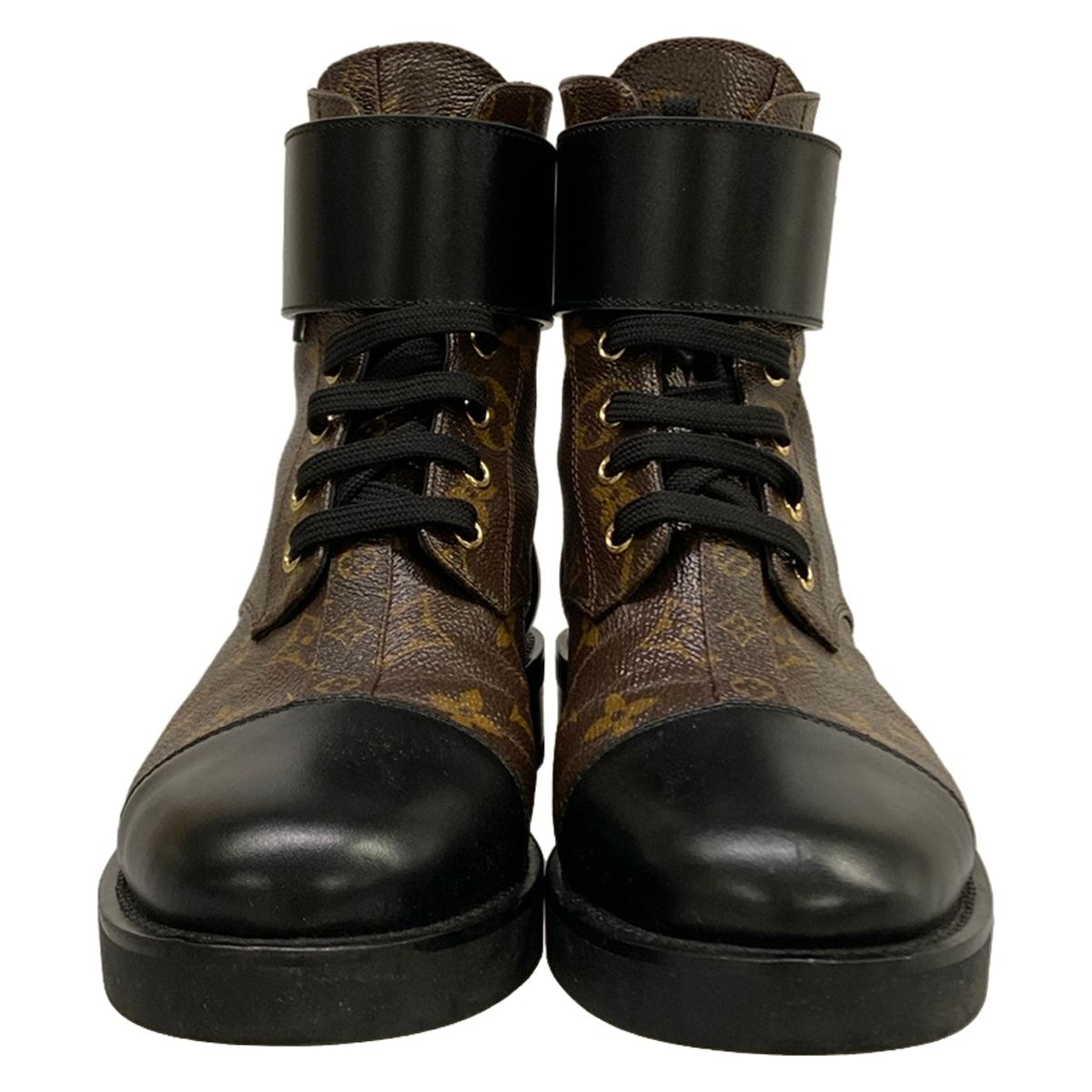 Louis Vuitton Short Boots 38.5 M Wonderland Line Ankle Dark Brown Black LV — view 5