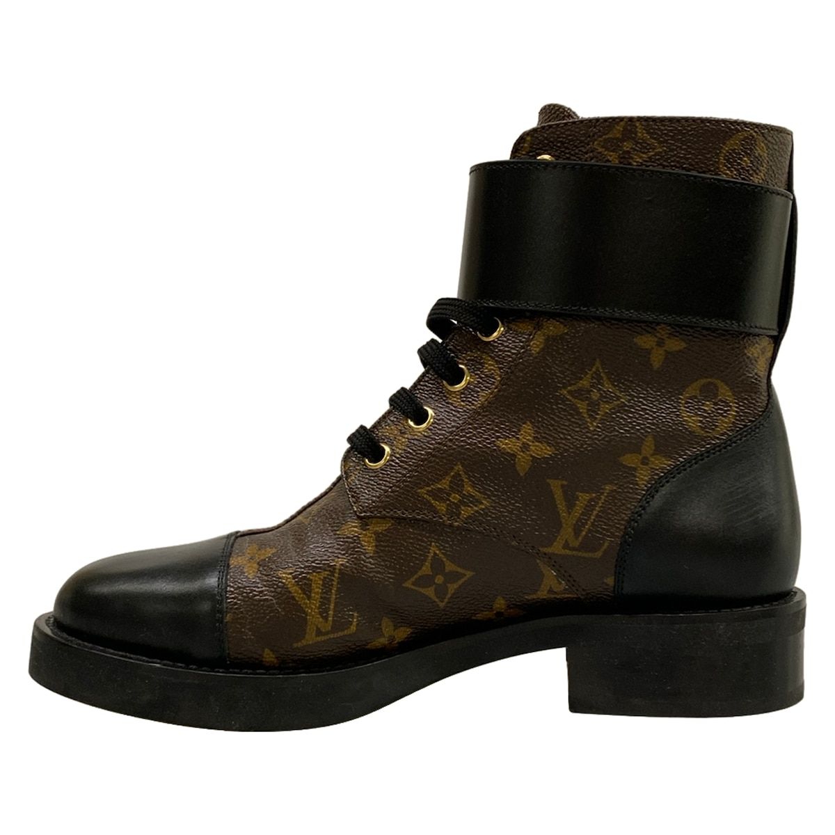 Louis Vuitton Short Boots 38.5 M Wonderland Line Ankle Dark Brown Black LV — view 3