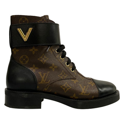Louis Vuitton Short Boots 38.5 M Wonderland Line Ankle Dark Brown Black LV — view 4