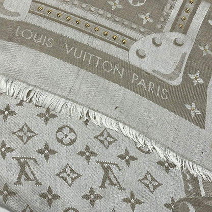 Louis Vuitton Shawl Beige Gold Studded Wool Silk Scarf — view 9