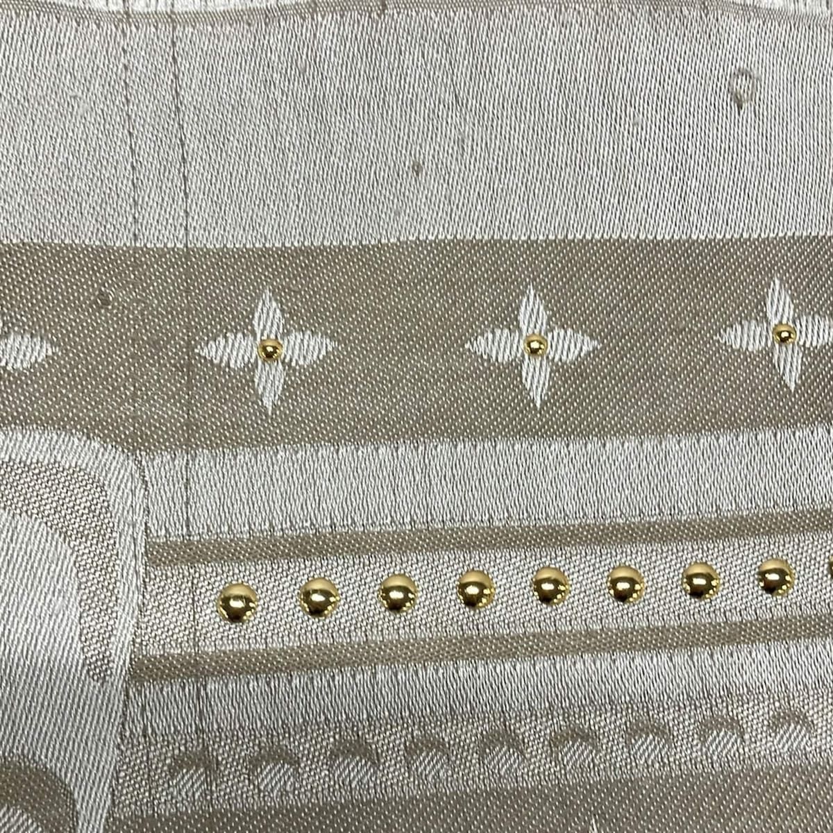 Louis Vuitton Shawl Beige Gold Studded Wool Silk Scarf — view 5
