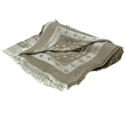 Louis Vuitton Shawl Beige Gold Studded Wool Silk Scarf — view 3