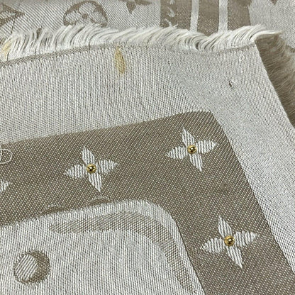 Louis Vuitton Shawl Beige Gold Studded Wool Silk Scarf — view 6
