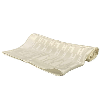 Hermes Shawl Grand Ivory Ash Pattern Wool Silk Scarf