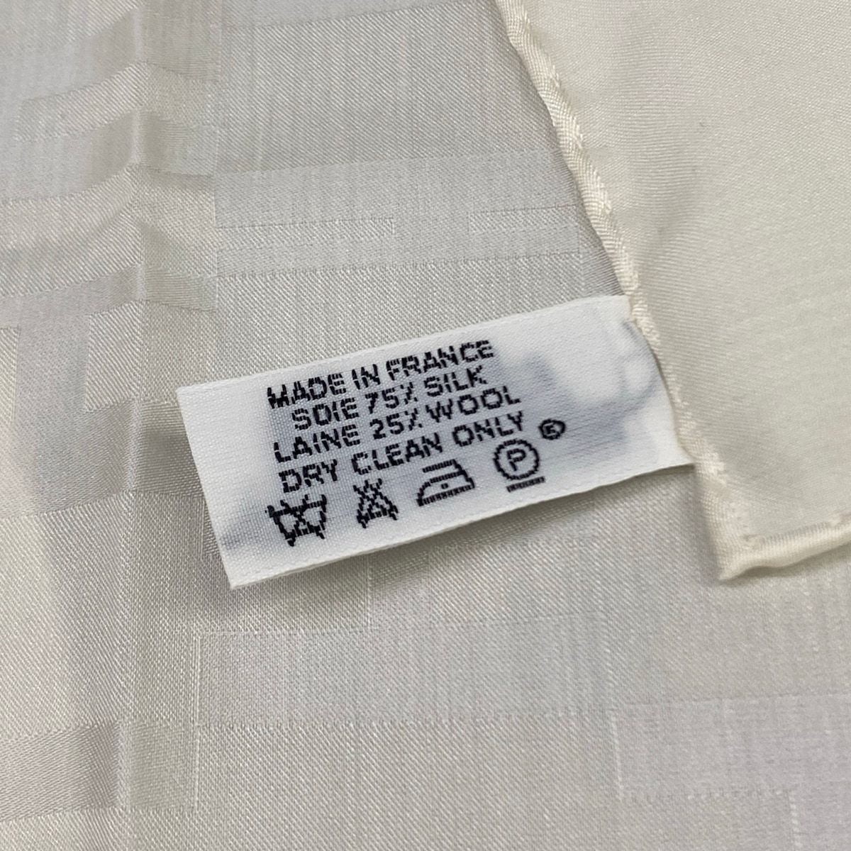 Hermes Shawl Grand Ivory Ash Pattern Wool Silk Scarf — view 3