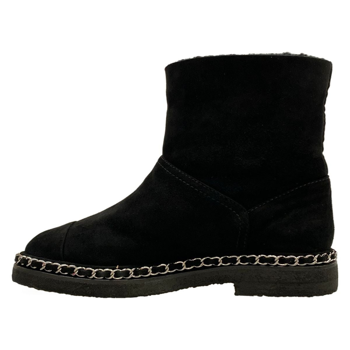 Chanel Short Boots 36 C Black Chain Shearling — view 3