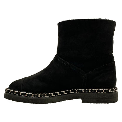Chanel Short Boots 36 C Black Chain Shearling — view 3