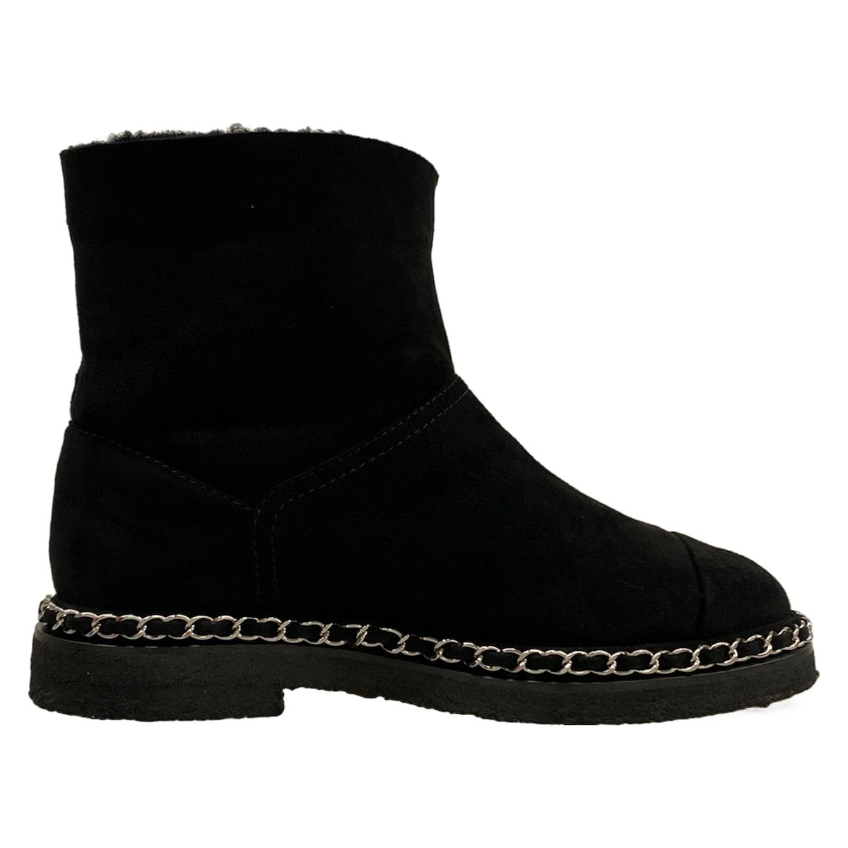 Chanel Short Boots 36 C Black Chain Shearling — view 2