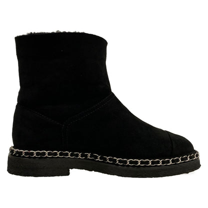 Chanel Short Boots 36 C Black Chain Shearling — view 2