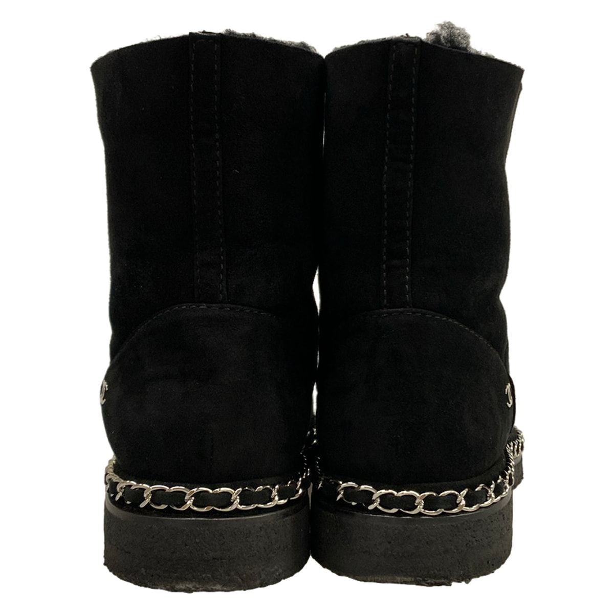 Chanel Short Boots 36 C Black Chain Shearling — view 6