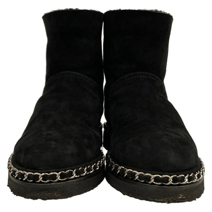 Chanel Short Boots 36 C Black Chain Shearling — view 5
