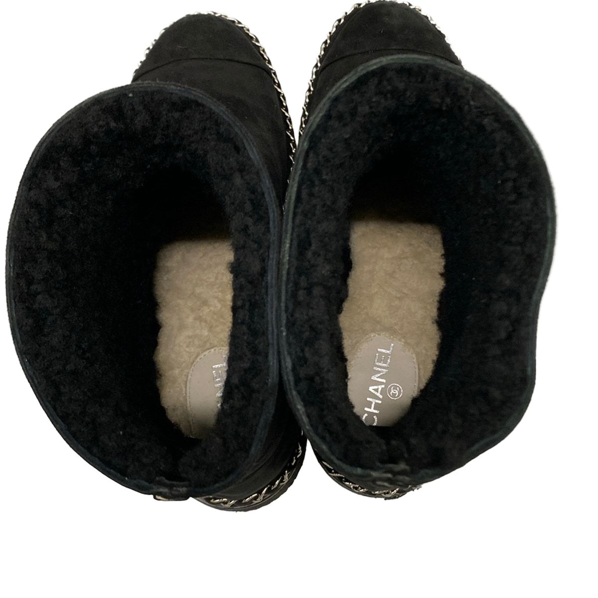 Chanel Short Boots 36 C Black Chain Shearling — view 7