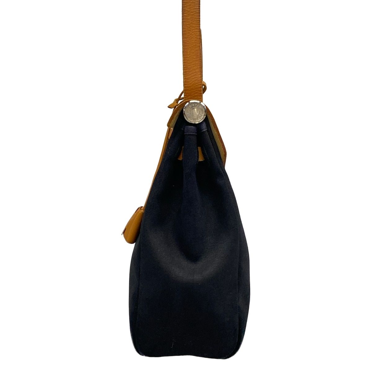 Hermes Handbag Herbag PM Black Light Brown Silver — view 4