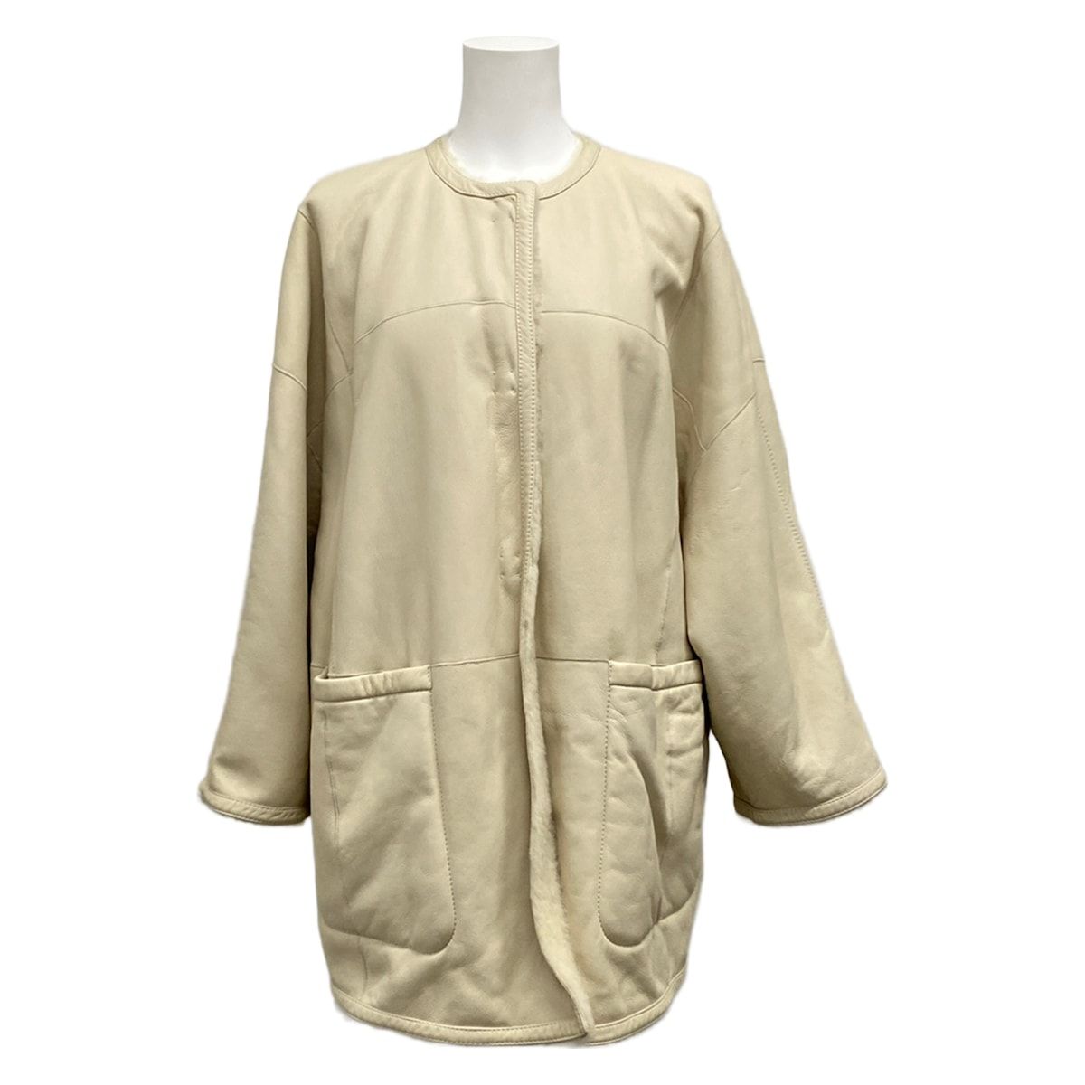 Max Mara Coat 40 M Santos Ivory Lambskin — view 3