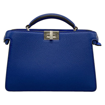 Fendi Handbag Peekaboo Eye Closs Navy Blue Leather
