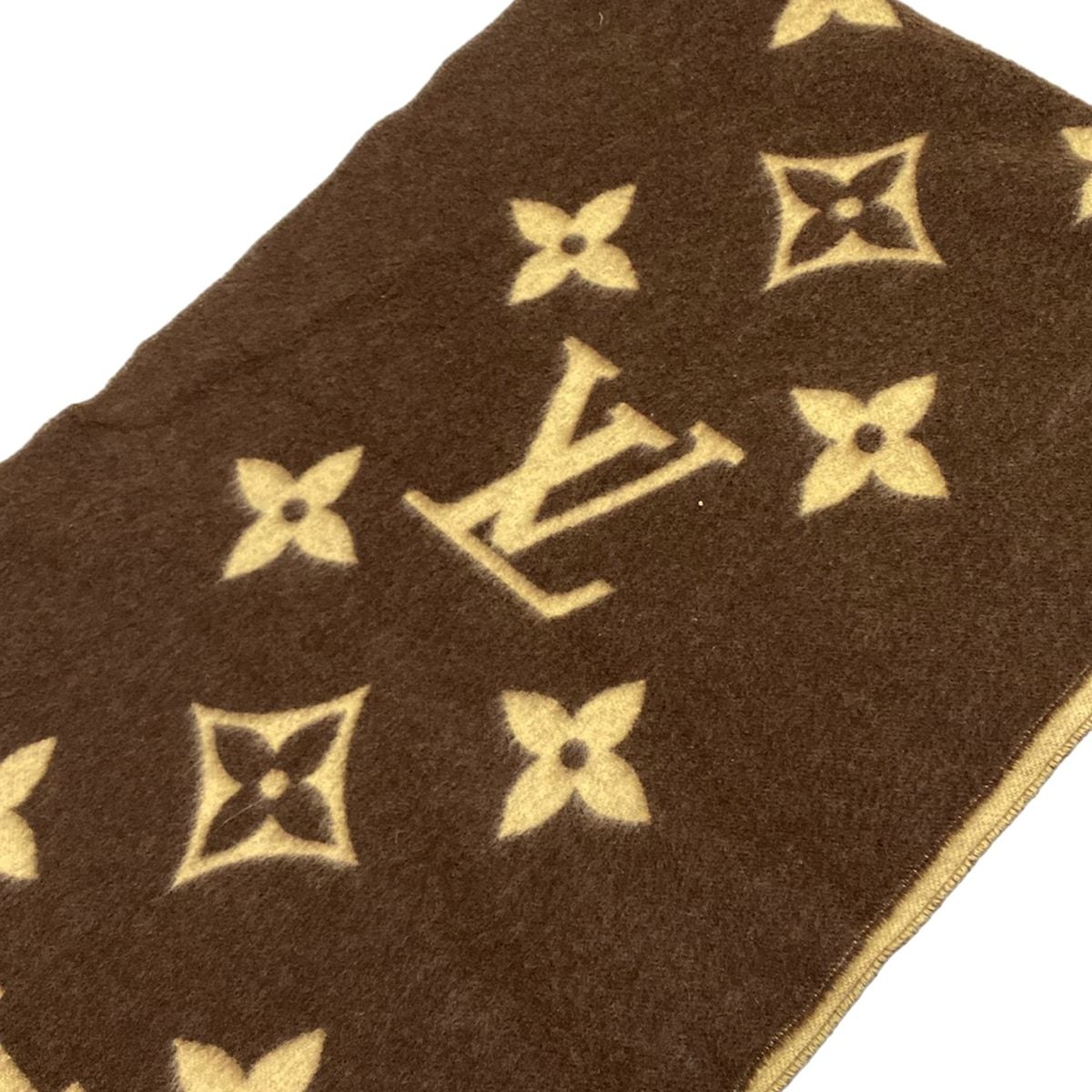 Louis Vuitton Scarf Dark Brown Beige Cashmere — view 3