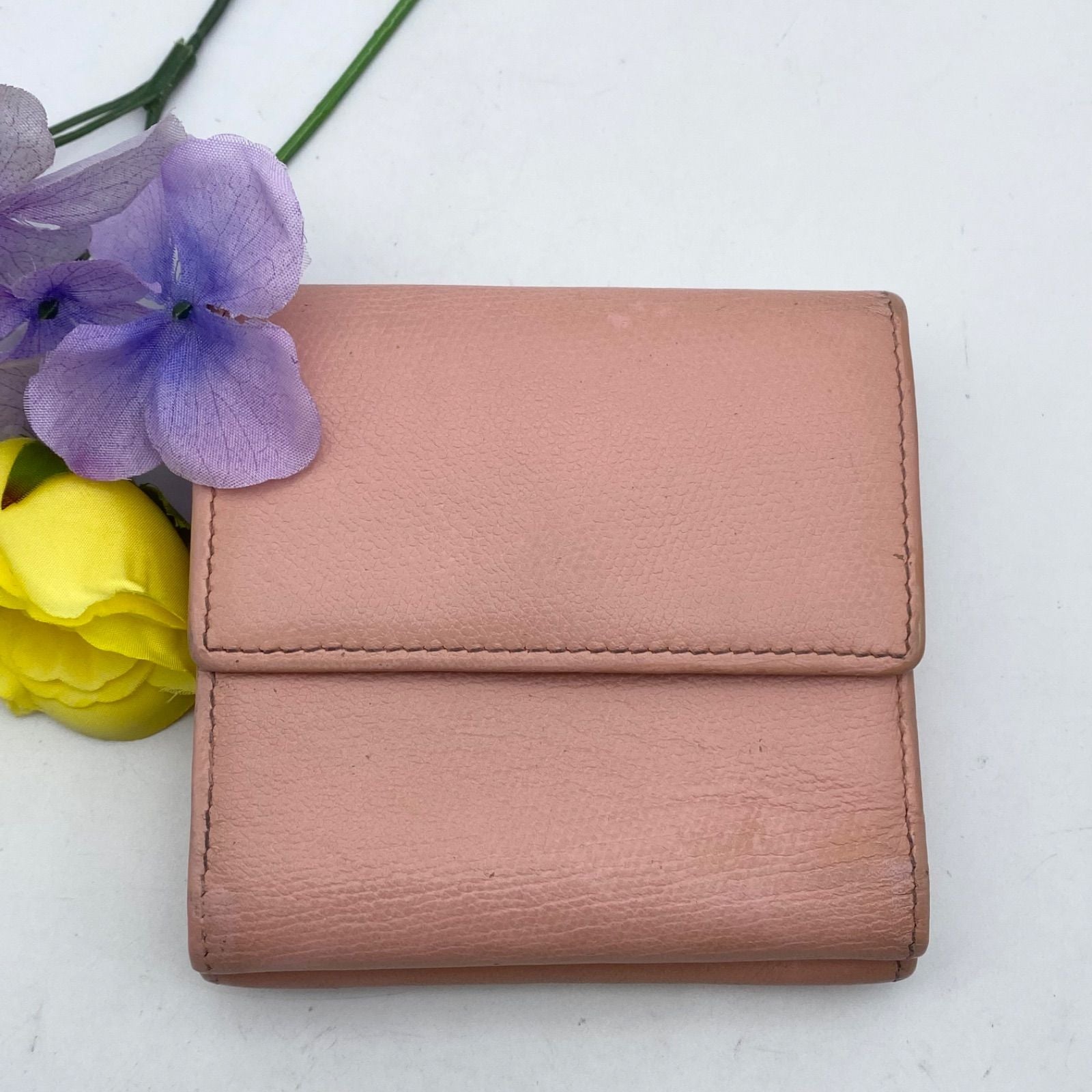 Chanel Wallet Trifold Caviar Leather Coco Button CC Logo Pink — view 3