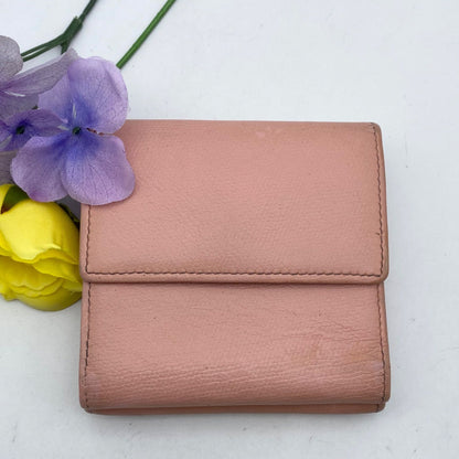 Chanel Wallet Trifold Caviar Leather Coco Button CC Logo Pink — view 3
